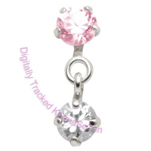 Small Jewels - Pink-Crystal - Tragus Dangling Ear Stud